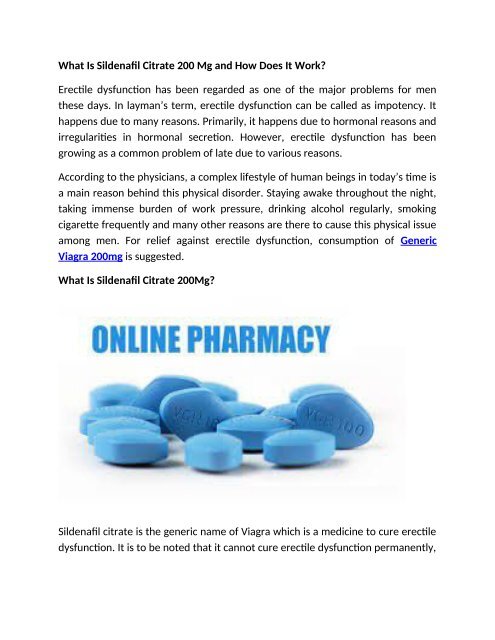 Sildenafil Citrate 200mg Online