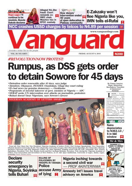 09082019 Rumpus As Dss Gets Order To Detain Sowore For 45 Days