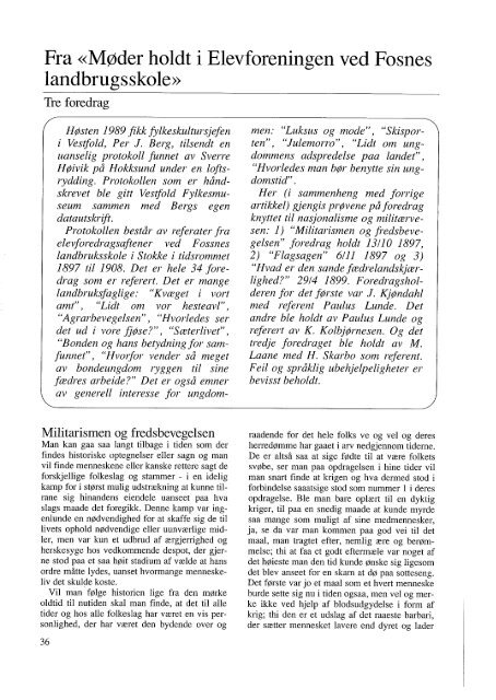 Fra &amp;quot;Møder holdt i elevforeningen ved Fosnes landbrugskole&amp;quot;