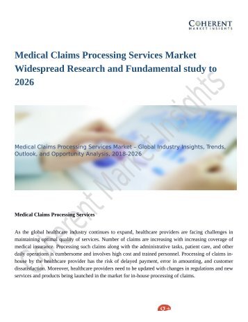 Medical Claims Processing Services Market Demands and Growth Prediction, Outlook 2018-2026