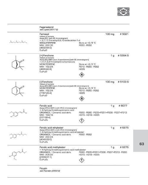 EXTRASYNTHESE D-L List of Plant Based Natural Reference Standards (part 2/4)