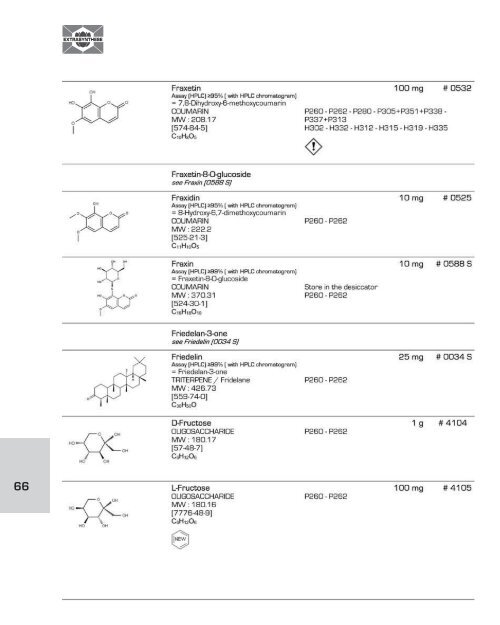 EXTRASYNTHESE D-L List of Plant Based Natural Reference Standards (part 2/4)