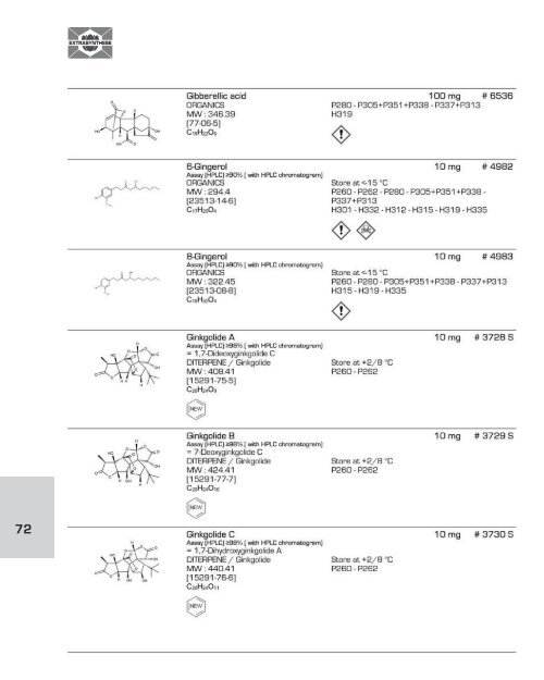 EXTRASYNTHESE D-L List of Plant Based Natural Reference Standards (part 2/4)