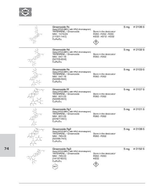 EXTRASYNTHESE D-L List of Plant Based Natural Reference Standards (part 2/4)