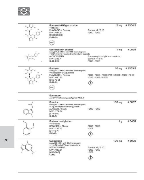 EXTRASYNTHESE D-L List of Plant Based Natural Reference Standards (part 2/4)