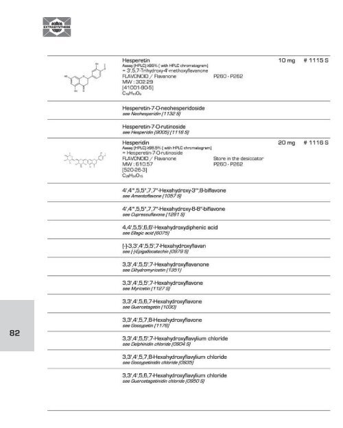 EXTRASYNTHESE D-L List of Plant Based Natural Reference Standards (part 2/4)