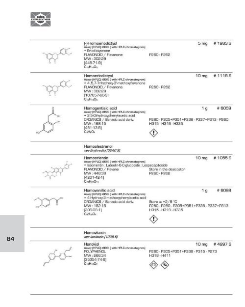 EXTRASYNTHESE D-L List of Plant Based Natural Reference Standards (part 2/4)