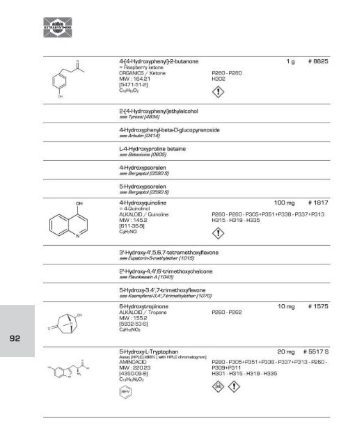 EXTRASYNTHESE D-L List of Plant Based Natural Reference Standards (part 2/4)