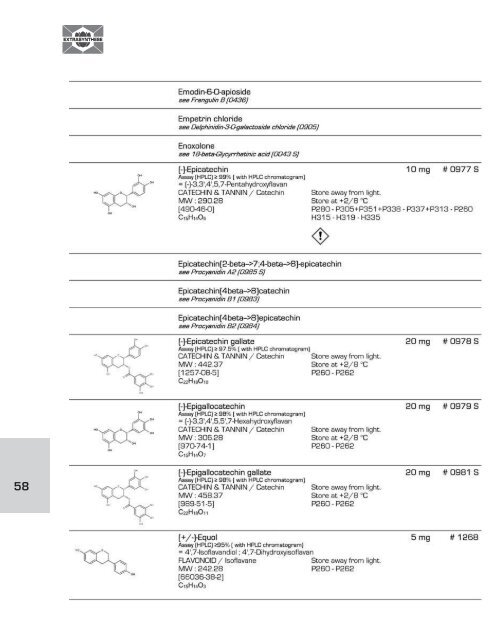 EXTRASYNTHESE D-L List of Plant Based Natural Reference Standards (part 2/4)