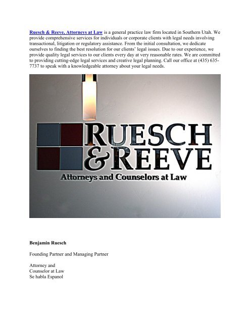 Ruesch & Reeve, Attorneys at Law