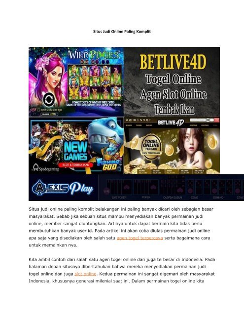 Apa Arti Togel Dalam Bahasa Indonesia
, Situs Judi Online Paling Komplit