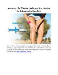 Monovisc – An Effective Hyaluronic Acid Injection for Osteoarthritis Knee Pain