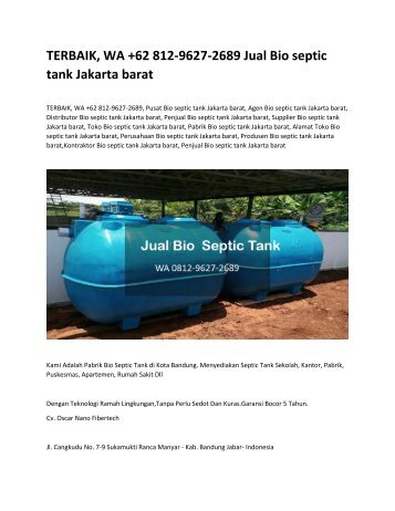 TERBAIK, WA +62 812-9627-2689 Jual Bio septic tank Jakarta barat