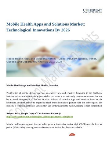 Mobile Health Apps and Solutions Market to Grow at a High CAGR of by 2026