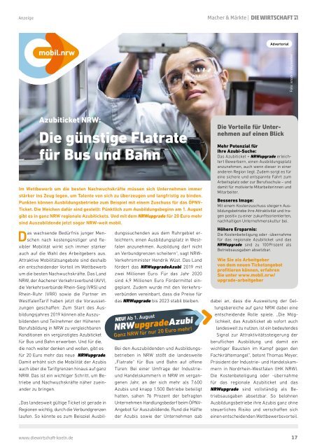 Die Wirtschaft Köln Ausgabe 05 / 2019