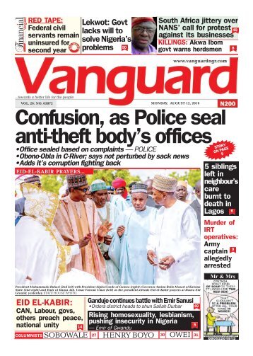 12082019 - Confusion, as Police seal anti-theft body's offices