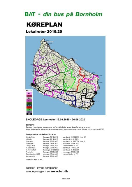 Samlet Køreplan for Lokalruter på Bornholm 2019/2020 | BAT ~ din bus på Bornholm