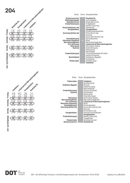 Samlet buskøreplan for DOT | Gyldig fra 12. august 2019