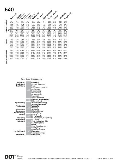 Samlet buskøreplan for DOT | Gyldig fra 12. august 2019