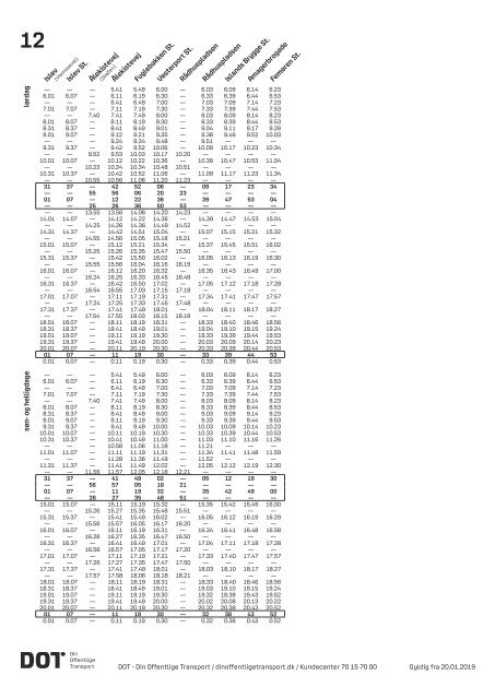Samlet buskøreplan for DOT | Gyldig fra 12. august 2019