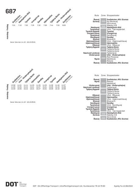 Samlet buskøreplan for DOT | Gyldig fra 12. august 2019