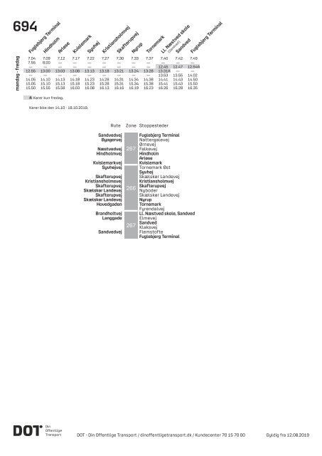 Samlet buskøreplan for DOT | Gyldig fra 12. august 2019