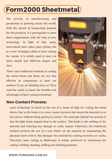 Advantages of Laser Cutting Technique - Form2000 Sheetmetal