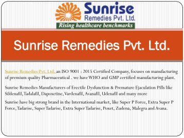 Erectile Dysfunction & Premature Ejaculation Products - Sunrise Remedies