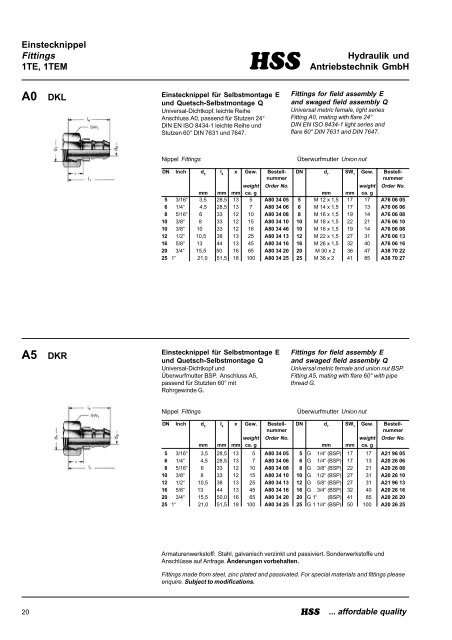 HSS-Hydraulik, Katalog 2003 - bei Hss-Hydraulik und ...