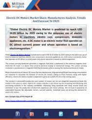 Electric DC Motors Market Share, Manufactures Analysis, Trends And Forecast To 2025