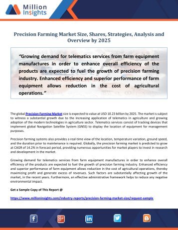 Precision Farming Market Size, Shares, Strategies, Analysis and Overview by 2025