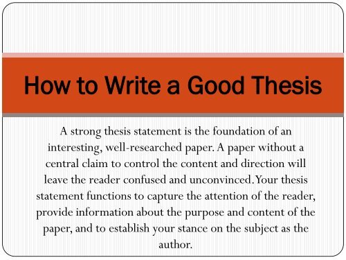how to write a good thesis