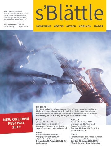 s'Blättle Nr. 33 - Do, 15. August 2019