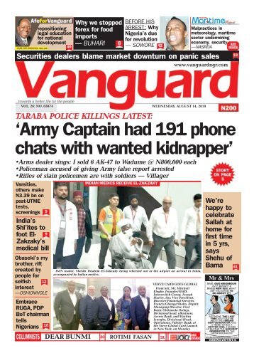 14082019 - TARABA POLICE KILLINGS LATEST:‘Army Captain had 191 phone chats with wanted kidnapper’