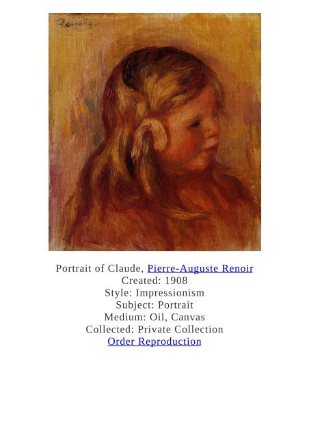 Pierre-Auguste Renoir Paintings for Reproduction - www.paintingz.com