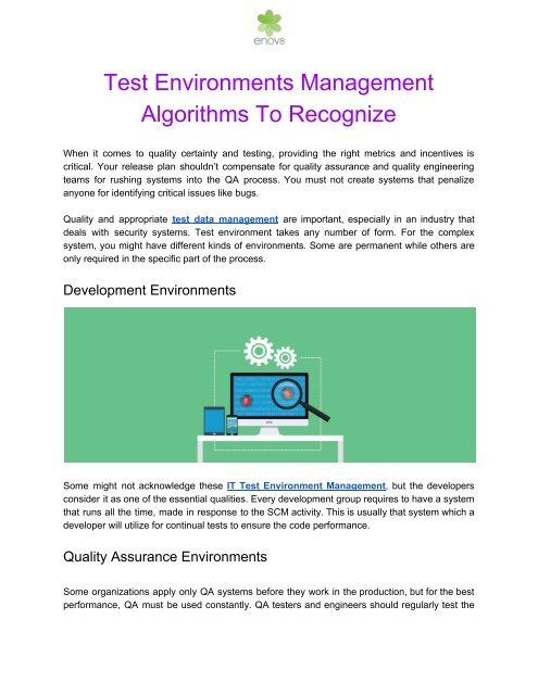 Test Environments Management