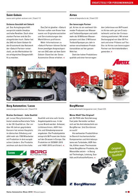 Messemagazin Swiss Automotive Show 2019