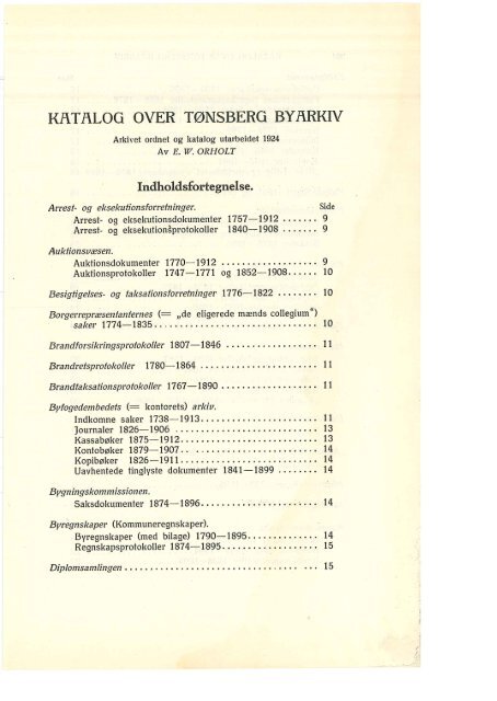 Katalog over Tønsbergs byarkiv 