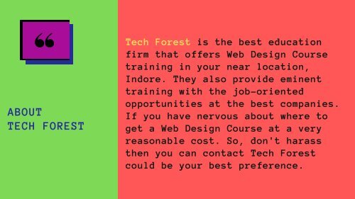 Web Design: Find the Best Training from Tech Forest
