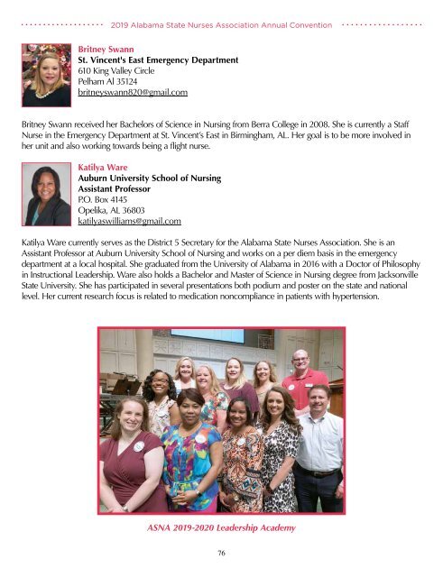 2019 Alabama State Nurses Association Yearbook