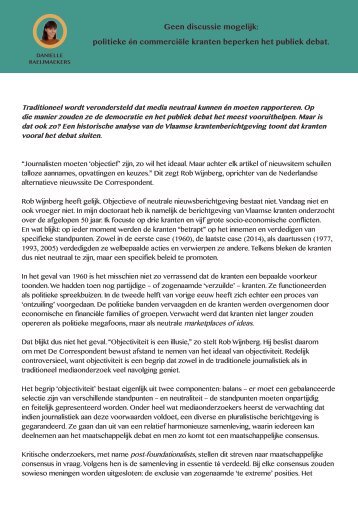 PhDcup_Danielle Raeijmaekers_Artikel