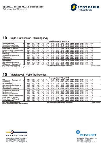 10 Vejle Trafikcenter - Hjulmagervej | Gyldig 12.08.19 | Sydtrafik