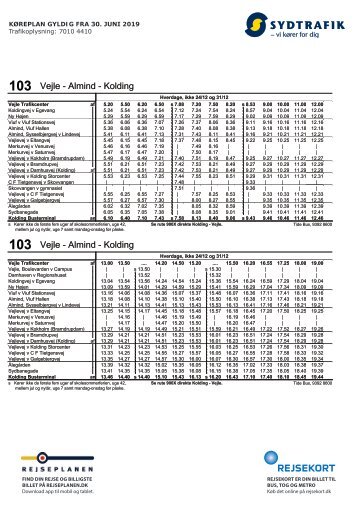 103 Vejle - Almind - Kolding | Gyldig 30.06.19 | Sydtrafik