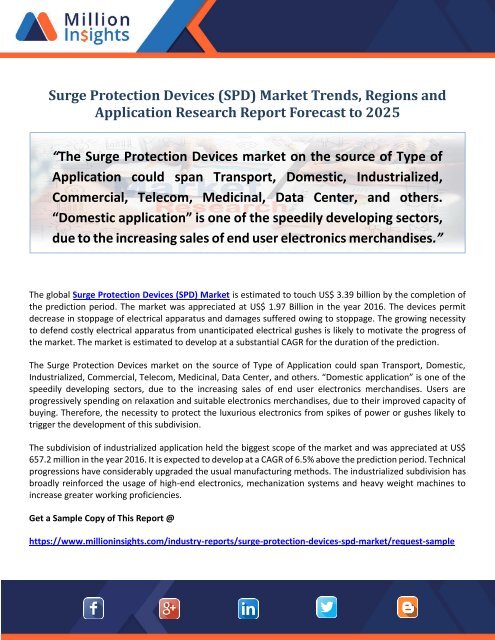 Surge Protection Devices (SPD) Market Trends, Regions and Application Research Report Forecast to 2025