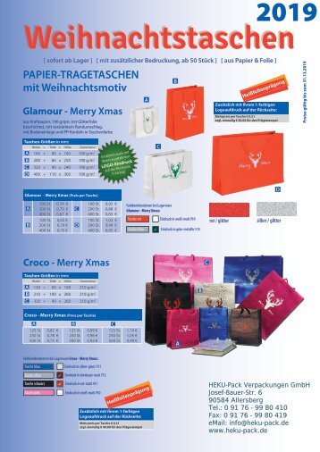 HEKU-Pack Weihnachtstaschenkatalog 2019