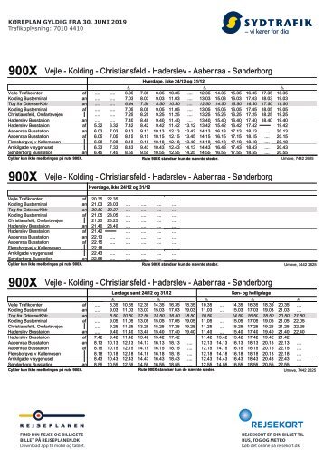 Xbus 900X | Vejle - Kolding - Haderslev - Aabenraa - Sønderborg | Gyldig 30.06.19 | Sydtrafik