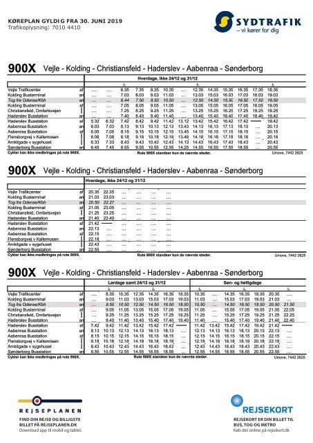 Xbus 900X | Vejle - Kolding - Haderslev - Aabenraa - Sønderborg | Gyldig 30.06.19 | Sydtrafik