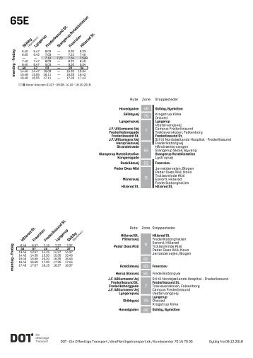 65E | Skibby - Hillerød Station | Gyldig 9 December 2018 | Movia & DOT