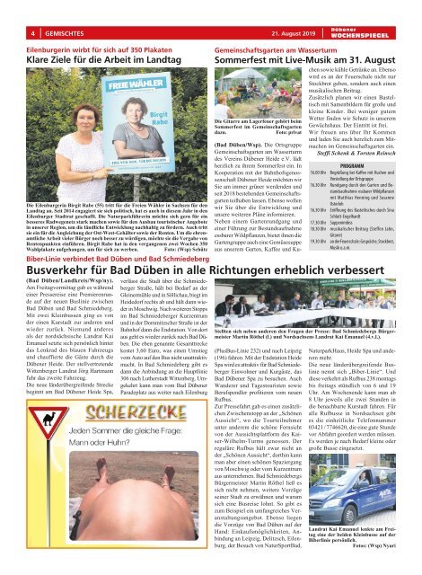 Dübener Wochenspiegel - Ausgabe 16 - Jahrgang 2019