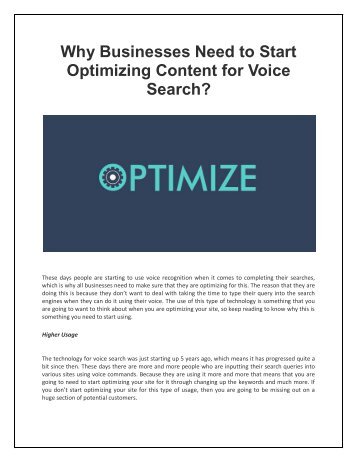 Why Businesses Need to Start Optimizing Content for Voice Search